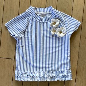 Janie and Jack Swimsuit Blue with flowers Girls top 6